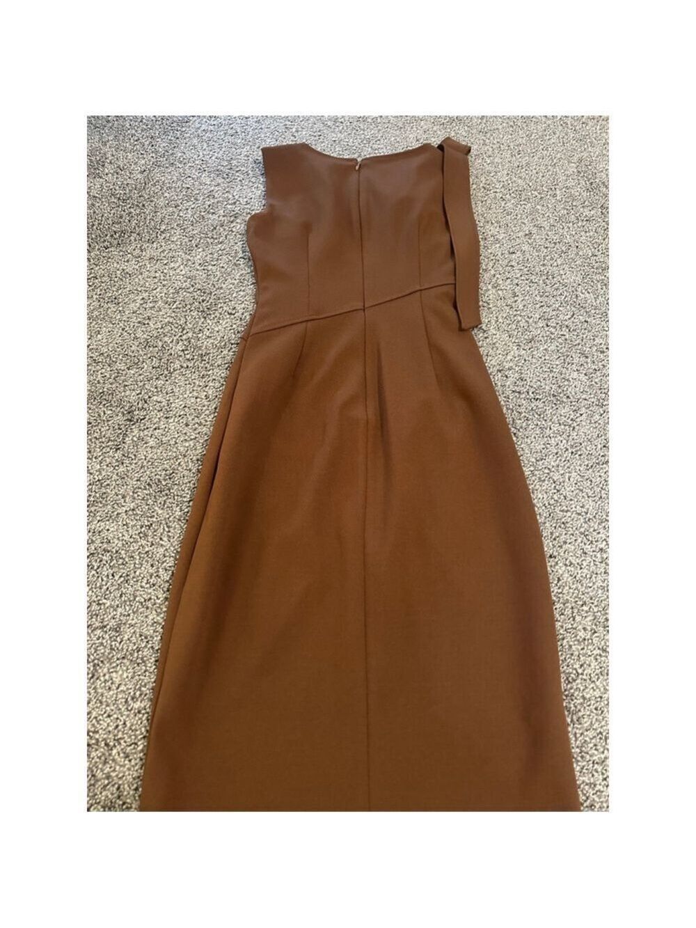 Calvin Klein Brown Bow Shoulder Midi Dress Size 2 - Picture 10 of 13